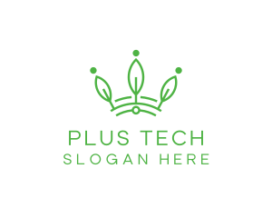 Green Leaf Tech Crown logo design