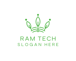 Green Leaf Tech Crown logo design