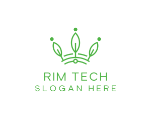 Green Leaf Tech Crown logo design