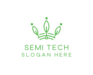 Green Leaf Tech Crown logo design