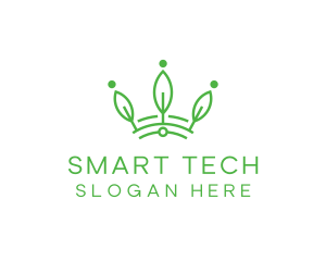 Green Leaf Tech Crown logo design