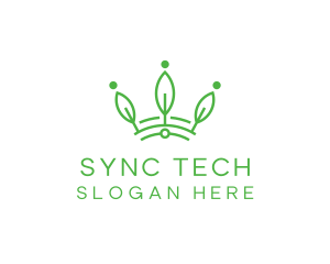 Green Leaf Tech Crown logo design