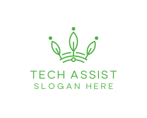 Green Leaf Tech Crown logo design