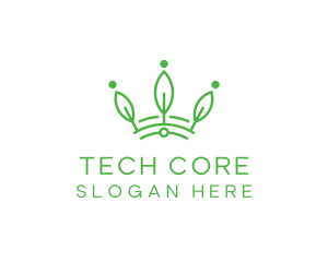 Green Leaf Tech Crown logo design