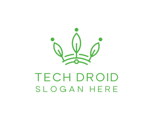 Green Leaf Tech Crown logo design