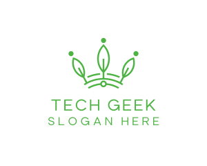 Green Leaf Tech Crown logo design