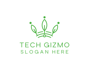 Green Leaf Tech Crown logo design