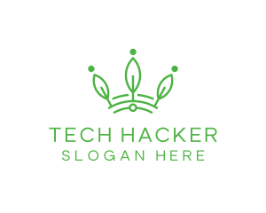 Green Leaf Tech Crown logo design