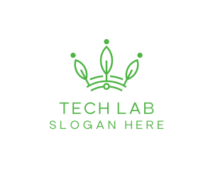 Green Leaf Tech Crown logo design