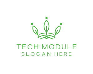 Green Leaf Tech Crown logo design