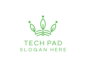 Green Leaf Tech Crown logo design