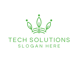 Green Leaf Tech Crown logo design