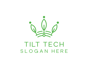 Green Leaf Tech Crown logo design