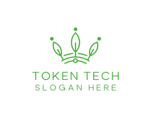 Green Leaf Tech Crown logo design