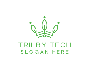 Green Leaf Tech Crown logo design