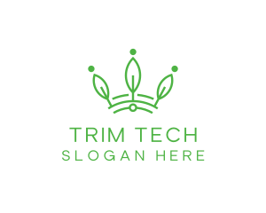 Green Leaf Tech Crown logo design