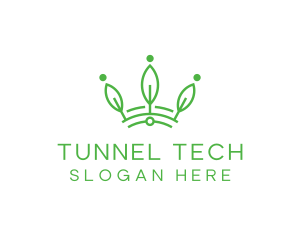 Green Leaf Tech Crown logo design