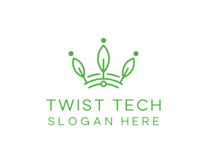 Green Leaf Tech Crown logo design