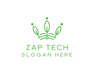 Green Leaf Tech Crown logo design