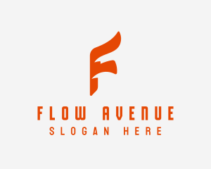 Flow Flag Ribbon Letter F logo design