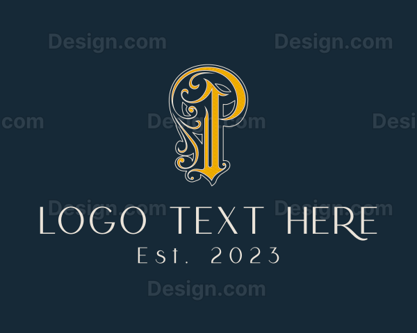 Gothic Ornate Letter P Logo