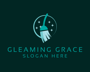 Sparkling Clean Broom logo design