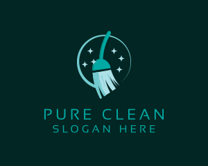 Sparkling Clean Broom logo design