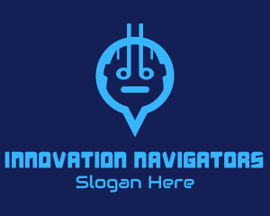 Blue Android Location Pin logo design