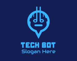 Blue Android Location Pin logo design