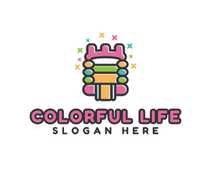 Colorful Bounce Castle  logo design