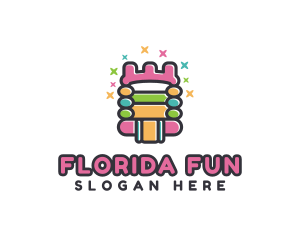 Colorful Bounce Castle  logo design