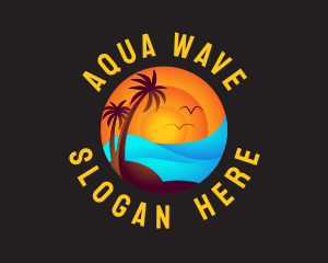 Tropical Sunset Waves logo design