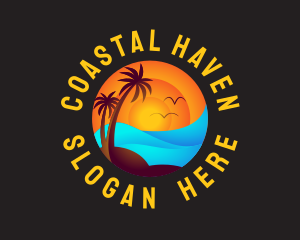 Tropical Sunset Waves logo design