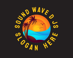 Tropical Sunset Waves logo design