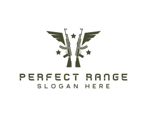 Military Gun Wing Equipment logo design