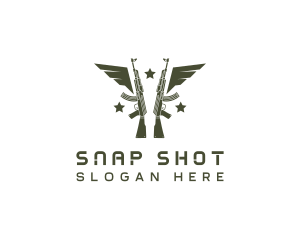 Military Gun Wing Equipment logo design