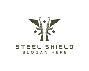 Military Gun Wing Equipment logo design