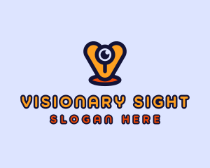 Webcam Eye Letter V logo design