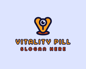 Webcam Eye Letter V logo design