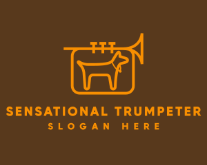 Trumpet Dog Badge logo design