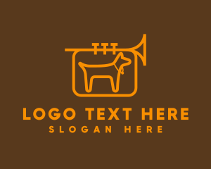 Trumpet - Trumpet Dog Badge logo design