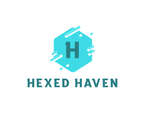 Hexagon Pixelated Tech Software logo design