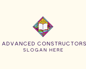 Religious Book Stained Glass logo design