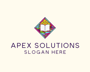 Religious Book Stained Glass logo design