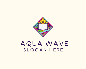 Religious Book Stained Glass logo design