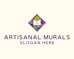 Religious Book Stained Glass logo design