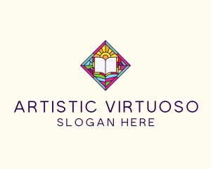 Religious Book Stained Glass logo design