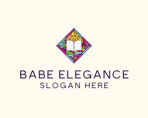 Religious Book Stained Glass logo design