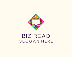 Religious Book Stained Glass logo design