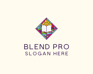 Religious Book Stained Glass logo design